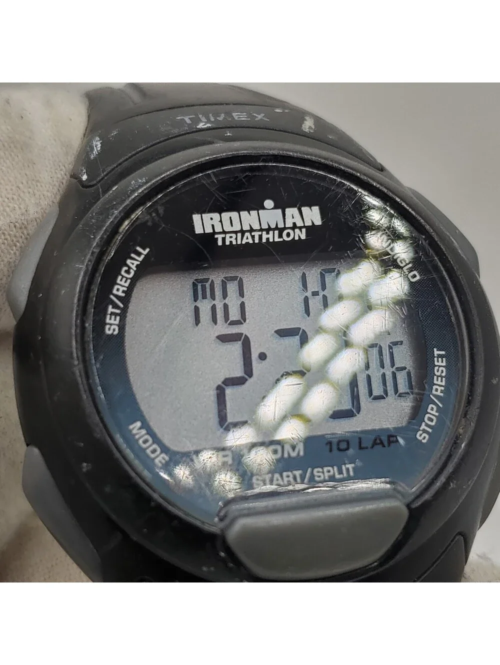 Timex Triathlon 10-lap Mens Watch 40mm Black/Gray New Battery